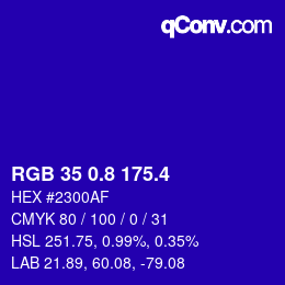 カラーコード: RGB 35 0.8 175.4 | qconv.com