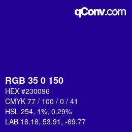 Color code: RGB 35 0 150 | qconv.com