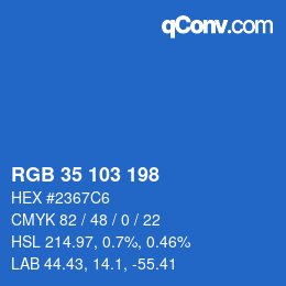 Color code: RGB 35 103 198 | qconv.com