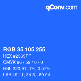 Color code: RGB 35 105 255 | qconv.com