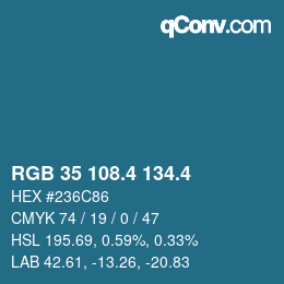 カラーコード: RGB 35 108.4 134.4 | qconv.com