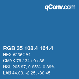 カラーコード: RGB 35 108.4 164.4 | qconv.com