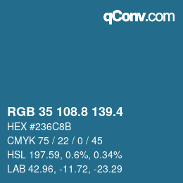 カラーコード: RGB 35 108.8 139.4 | qconv.com
