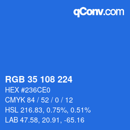 Color code: RGB 35 108 224 | qconv.com