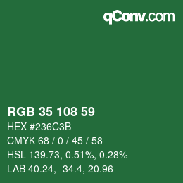 Color code: RGB 35 108 59 | qconv.com