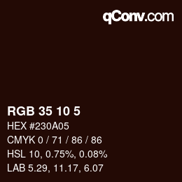 Color code: RGB 35 10 5 | qconv.com