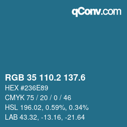 カラーコード: RGB 35 110.2 137.6 | qconv.com