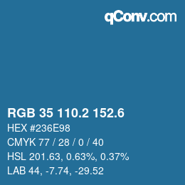 カラーコード: RGB 35 110.2 152.6 | qconv.com