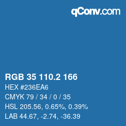 カラーコード: RGB 35 110.2 166 | qconv.com