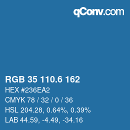 カラーコード: RGB 35 110.6 162 | qconv.com