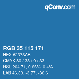 颜色代码: RGB 35 115 171 | qconv.com