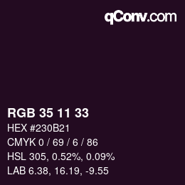Code couleur: RGB 35 11 33 | qconv.com