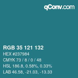 Farbcode: RGB 35 121 132 | qconv.com