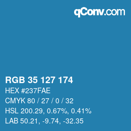 Color code: RGB 35 127 174 | qconv.com
