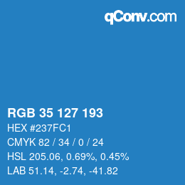 カラーコード: RGB 35 127 193 | qconv.com