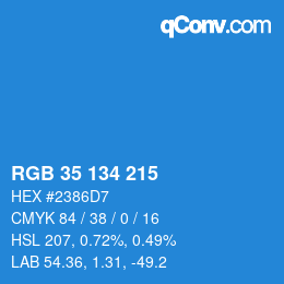 Color code: RGB 35 134 215 | qconv.com