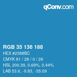 Color code: RGB 35 136 188 | qconv.com