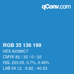 Color code: RGB 35 136 199 | qconv.com
