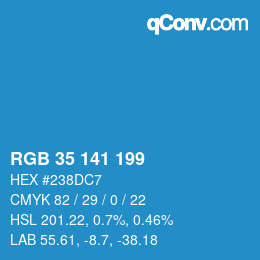 Color code: RGB 35 141 199 | qconv.com