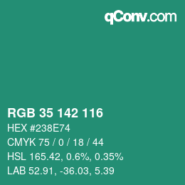 Color code: RGB 35 142 116 | qconv.com