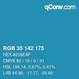 Color code: RGB 35 142 175 | qconv.com