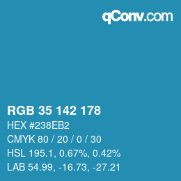 Color code: RGB 35 142 178 | qconv.com