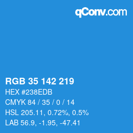 Color code: RGB 35 142 219 | qconv.com