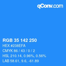 Color code: RGB 35 142 250 | qconv.com