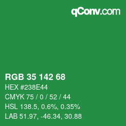 Color code: RGB 35 142 68 | qconv.com
