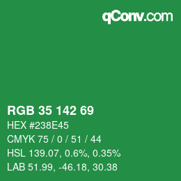 Color code: RGB 35 142 69 | qconv.com