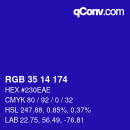 Color code: RGB 35 14 174 | qconv.com
