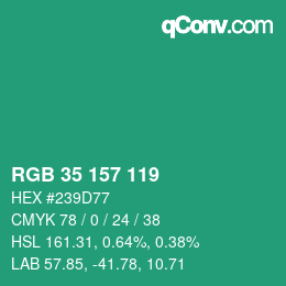 Color code: RGB 35 157 119 | qconv.com