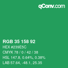 カラーコード: RGB 35 158 92 | qconv.com