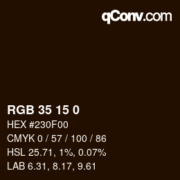 Color code: RGB 35 15 0 | qconv.com