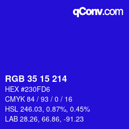 Color code: RGB 35 15 214 | qconv.com