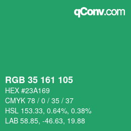 Color code: RGB 35 161 105 | qconv.com