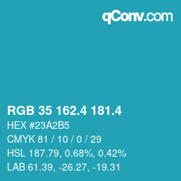 カラーコード: RGB 35 162.4 181.4 | qconv.com