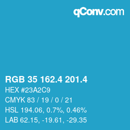 カラーコード: RGB 35 162.4 201.4 | qconv.com