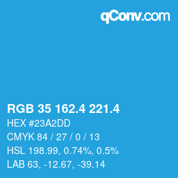 カラーコード: RGB 35 162.4 221.4 | qconv.com