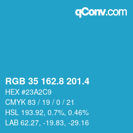 カラーコード: RGB 35 162.8 201.4 | qconv.com