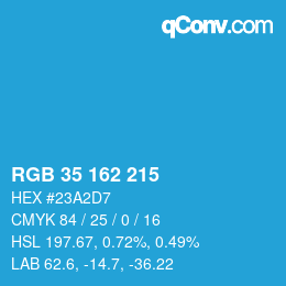 Color code: RGB 35 162 215 | qconv.com