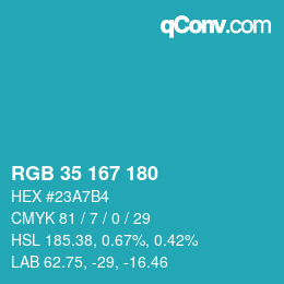 Code couleur: RGB 35 167 180 | qconv.com