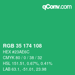 颜色代码: RGB 35 174 108 | qconv.com