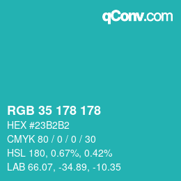 Color code: RGB 35 178 178 | qconv.com