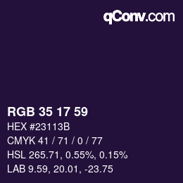 Farbcode: RGB 35 17 59 | qconv.com