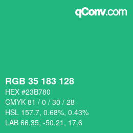 Color code: RGB 35 183 128 | qconv.com