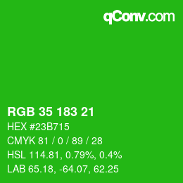 Color code: RGB 35 183 21 | qconv.com