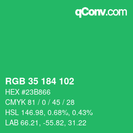 Color code: RGB 35 184 102 | qconv.com