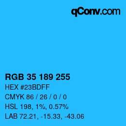 Color code: RGB 35 189 255 | qconv.com