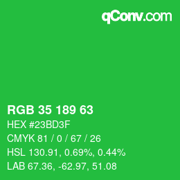 Farbcode: RGB 35 189 63 | qconv.com